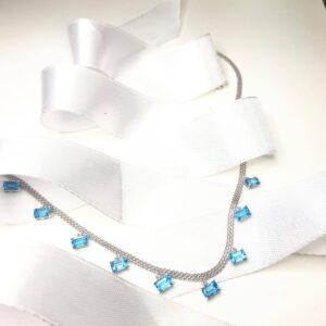 Blue Topaz Chain Necklace in 18K White Gold, by Giri Collections
