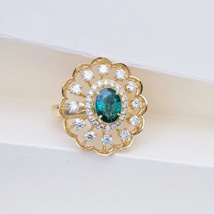 Emerald and Diamond Cocktail Ring in 18K Gold