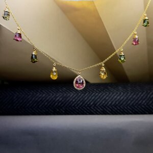 Multi-Tourmaline and Diamond Necklace in 18K Gold, Giri Collections