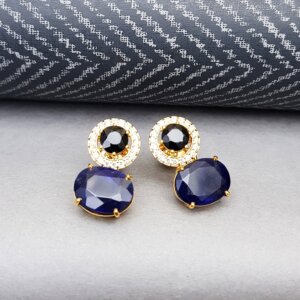 Black Onyx, Iolite and Diamond Earrings in 18K Gold, Giri Collections