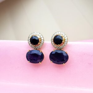 Black Onyx, Iolite and Diamond Earrings in 18K Gold, Giri Collections