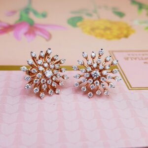 Diamond Ear Studs in 18K Rose Gold, Giri Collections