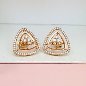 Diamond Ear Studs in 18K Rose Gold, Giri Collections