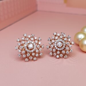 Diamond Ear Studs in 18K Rose Gold, Giri Collections