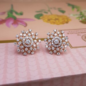 Diamond Ear Studs in 18K Rose Gold, Giri Collections
