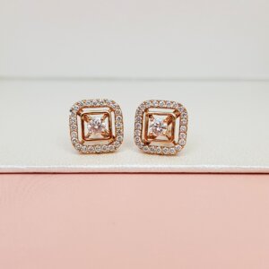 Diamond Ear Studs in 18K Rose Gold, Giri Collections