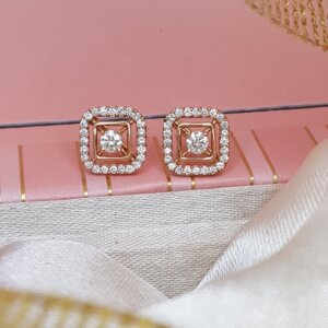 Diamond Ear Studs in 18K Rose Gold, Giri Collections