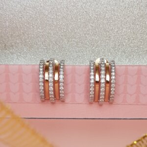 Diamond Half Bali Earrings in 18K Rose Gold, Giri Collections