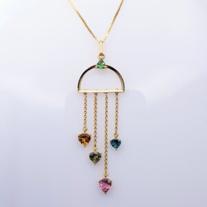 Multi-Tourmaline Pendant in 18K Rose Gold, Giri Collections