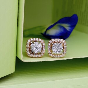 Diamond Ear Studs in 18K Rose Gold, Giri Collections