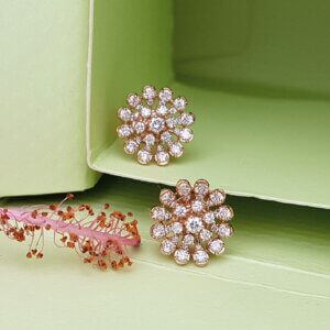 Diamond Ear Studs in 18K Rose Gold, Giri Collections