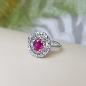 Ruby and Diamond Ring in 18K White Gold, Giri Collections