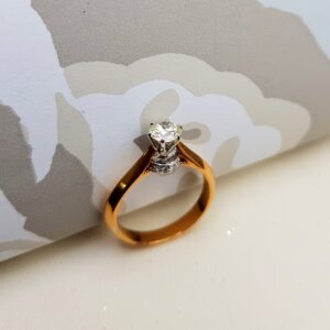 Solitaire and Diamond Engagement Ring in 18K Rose Gold, Giri Collections