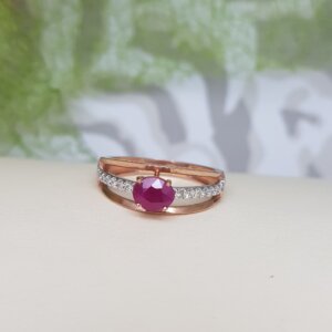 Ruby and Diamond Engagement Ring in 18K Rose Gold, Giri Collections