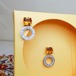 Citrine and Diamond Earrings in 18K Gold, Giri Collections