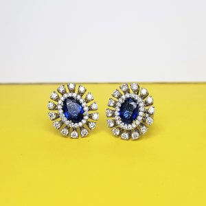 Sapphire and Diamond Tops in 18K White Gold, Giri Collections