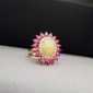 Opal Ring surrounded by Diamond and Ruby in 18K Gold, Giri Collections