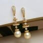 Diamond Roundell Earrings with Golden South Sea Pearl in 18K Gold